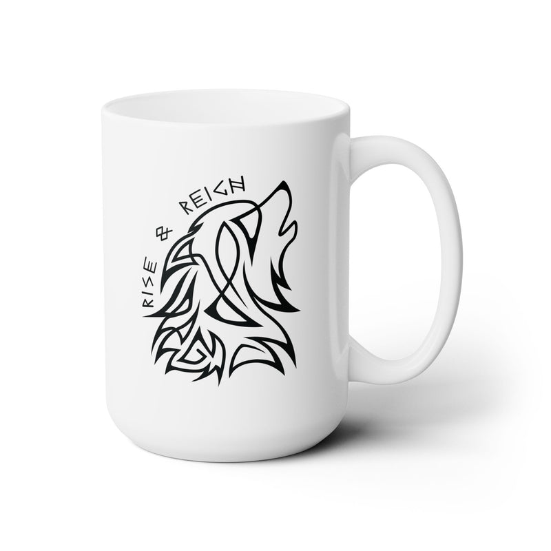 Rise & Reign Fenrir Viking Wolf Mug – 15oz Norse Mythology Coffee Cup | Valhalla Gift for Him | Odin Pagan Norse Tea Mug