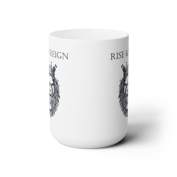 Rise & Reign King Lion Mug – 15oz Crowned Lion Coffee Cup | Motivational Gift for Him | Alpha Male Tea Mug | Jungle King