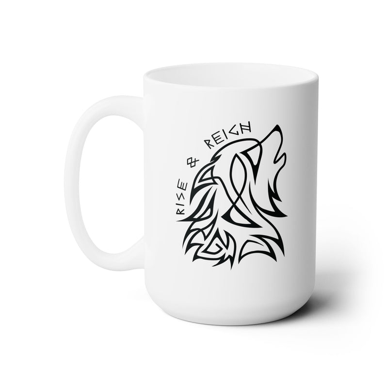 Rise & Reign Fenrir Viking Wolf Mug – 15oz Norse Mythology Coffee Cup | Valhalla Gift for Him | Odin Pagan Norse Tea Mug