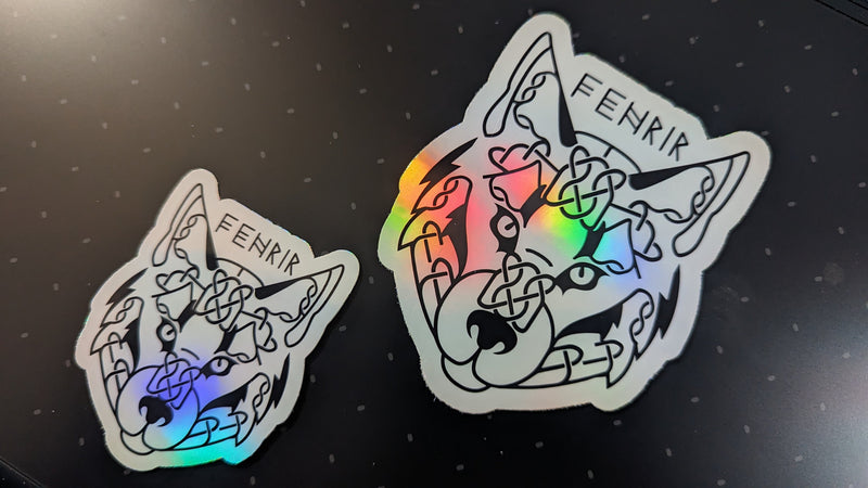 Fenrir Norse Wolf Sticker – Viking Rune Decal for Laptop, Water Bottle, or Journal | Holographic or White Finish