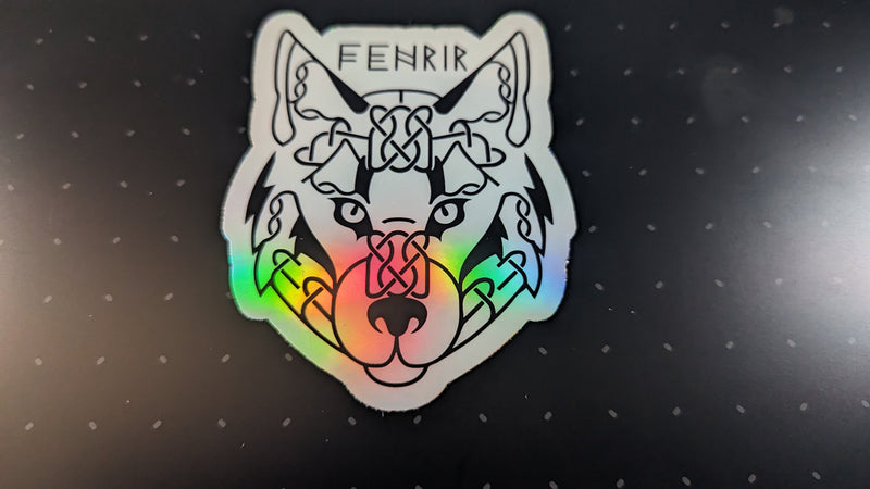 Fenrir Norse Wolf Sticker – Viking Rune Decal for Laptop, Water Bottle, or Journal | Holographic or White Finish